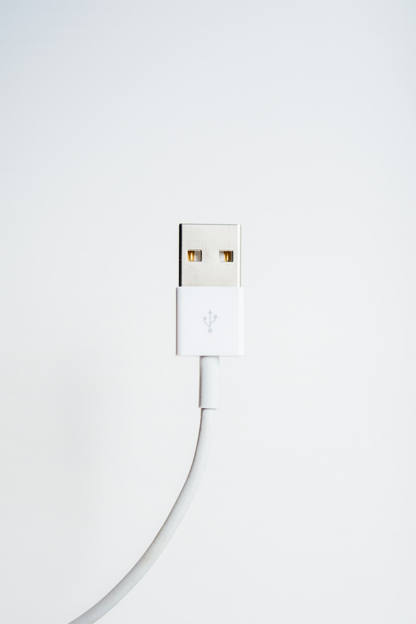 White USB cable connector